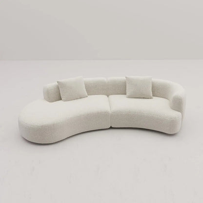White Boucle Curved Sectional Sofa Modular Living Room ShipItFurniture