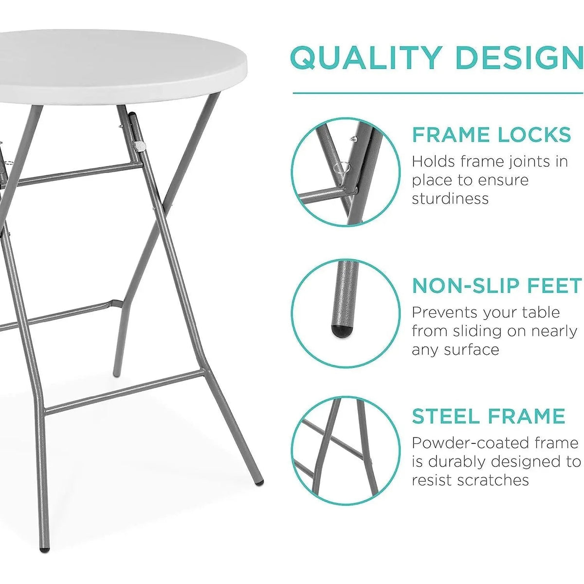 Bar Height Folding Table Indoor Outdoor Patio Table - Get it from Bo