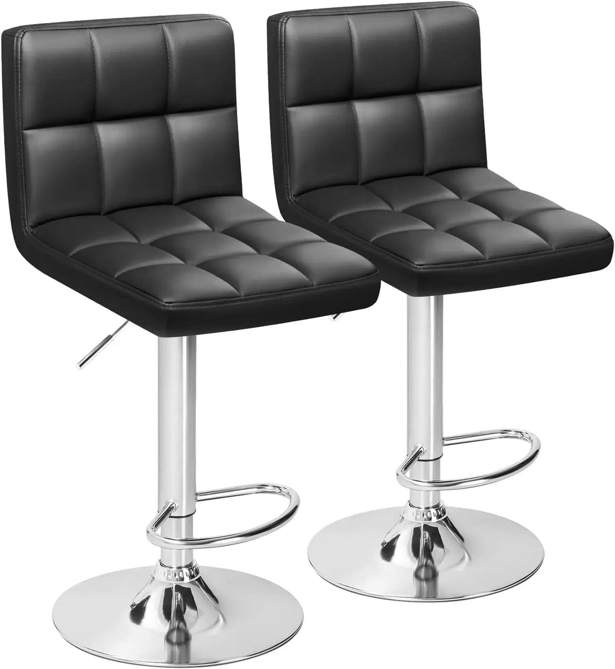 Bar Stools Modern Pu Leather Swivel Adjustable Hydraulic Bar Stool Square Counter Height Stool Set of 2 (Black) - Get it from Bo