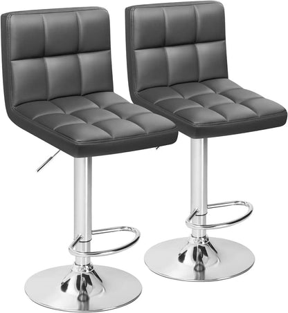 Bar Stools Modern Pu Leather Swivel Adjustable Hydraulic Bar Stool Square Counter Height Stool Set of 2 (Gray) - Get it from Bo