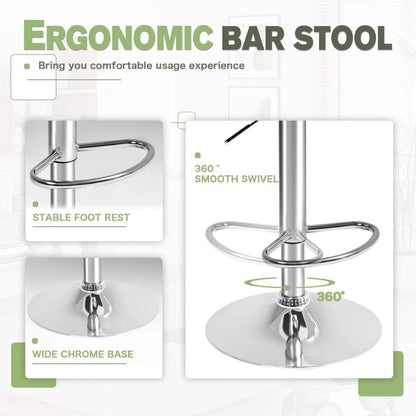 Bar Stools Modern Pu Leather Swivel Adjustable Hydraulic Bar Stool Square Counter Height Stool Set of 2 (Gray) - Get it from Bo
