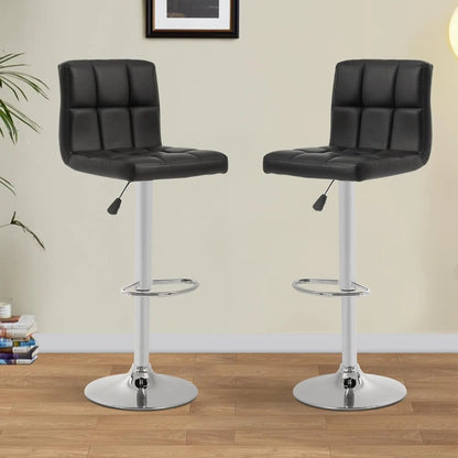 Bar Stools Set of 2, Adjustable Swivel Bar Stools, Counter Height Bar Stools with Back PU Leather Armless Hydraulic Kitchen Counter Bar Stool (Black) - Get it from Bo