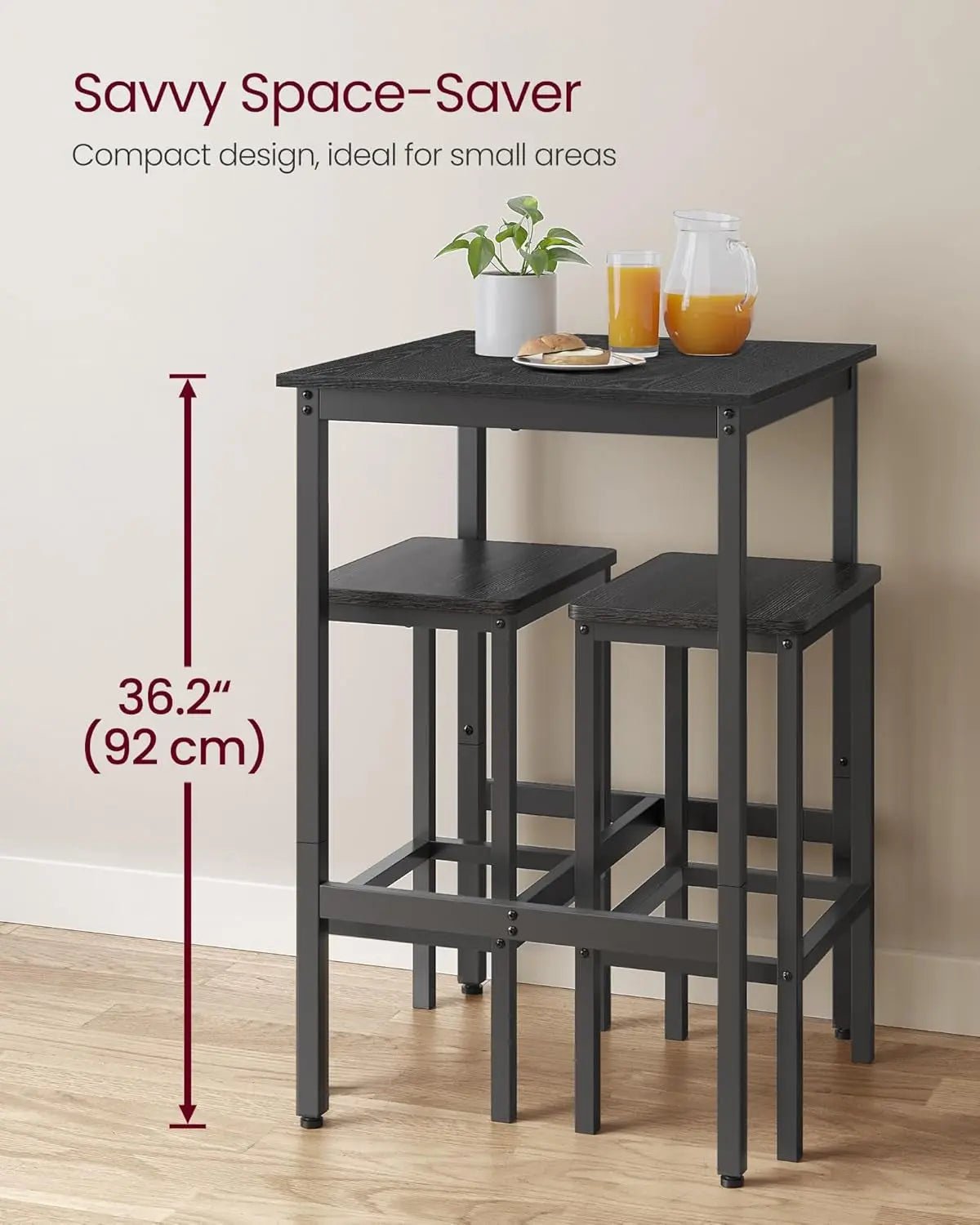 Bar Table 23.6Inch Ebony Black Industrial Grade Durable - Get it from Bo