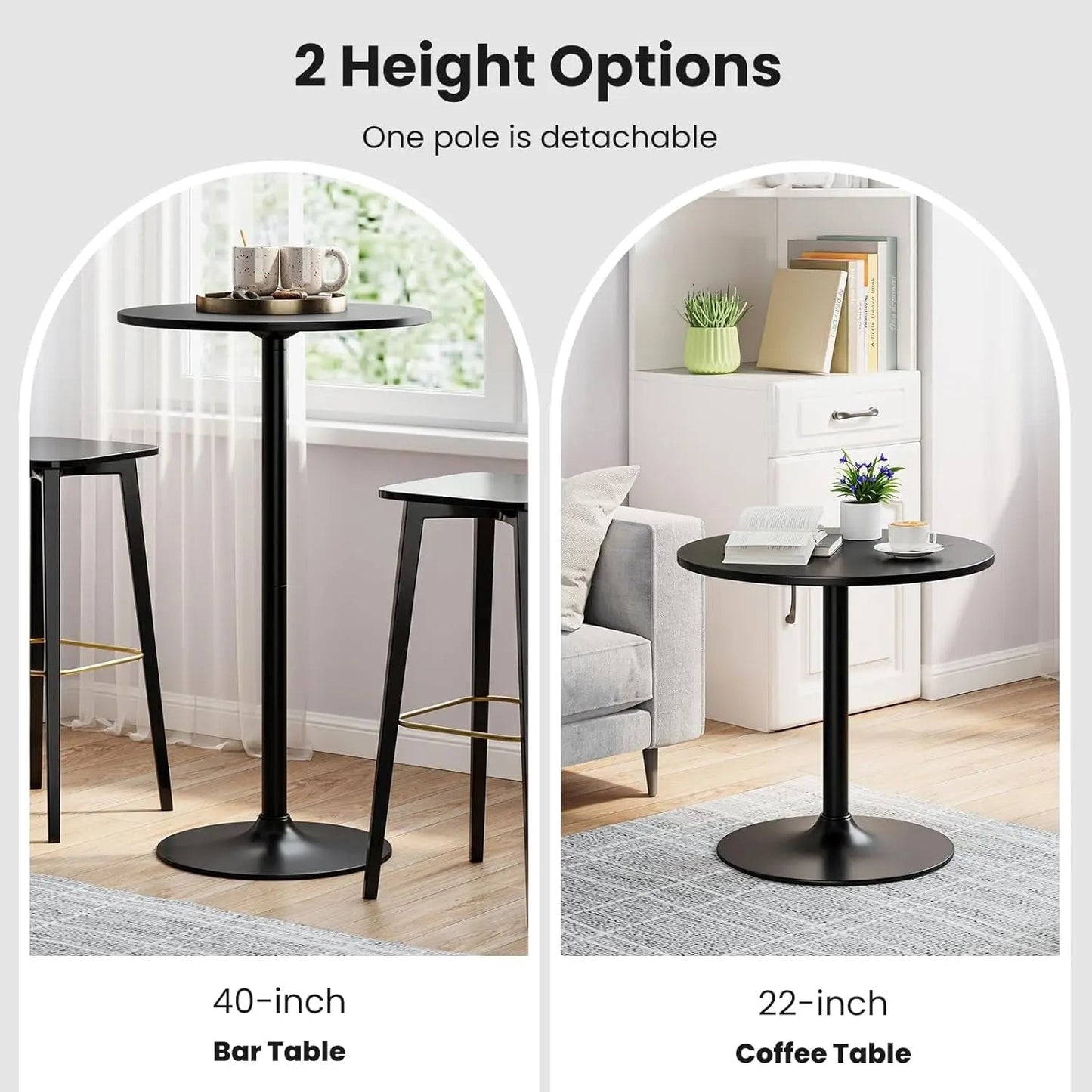 Bar Table Convertible Height Twenty Four Inch RoundTop Surface - Get it from Bo