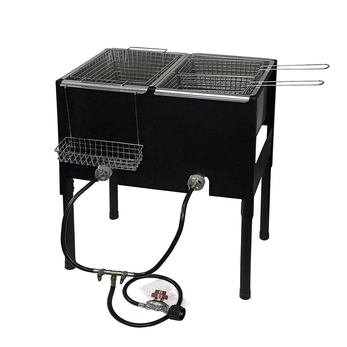 Barton 17QT High-Pressure Triple Basket Deep Fryer Double Burner Propane Station - Get it from Bo