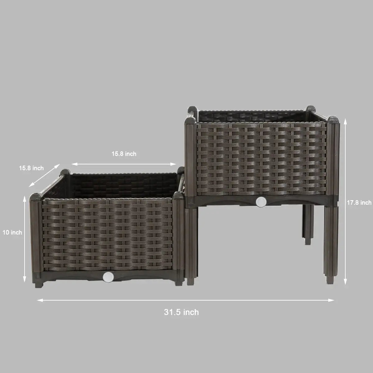 Barton 2 Pieces Raised Garden Bed Brown Plastic w/Self-Watering Design Outdoor - Get it from Bo