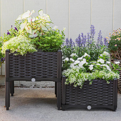 Barton 2 Pieces Raised Garden Bed Brown Plastic w/Self-Watering Design Outdoor - Get it from Bo