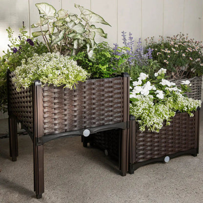 Barton 2 Pieces Raised Garden Bed Brown Plastic w/Self-Watering Design Outdoor - Get it from Bo