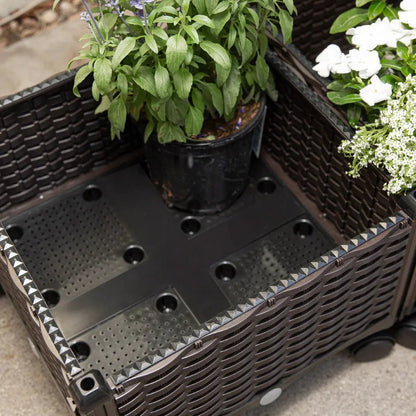 Barton 2 Pieces Rolling Garden Bed Brown Plastic w/Self-Watering Design Outdoor - Get it from Bo