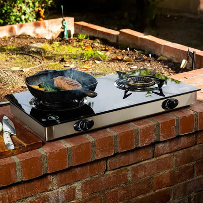Barton 30,000 BTU Dual Burner Stove with Auto Ignition Glass Top Stove - Get it from Bo