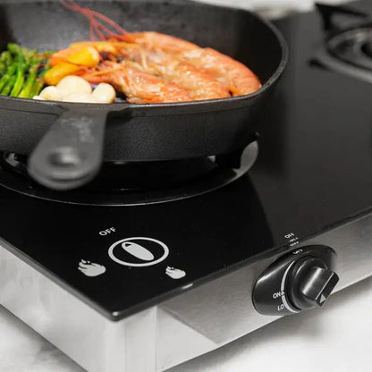 Barton 30,000 BTU Dual Burner Stove with Auto Ignition Glass Top Stove - Get it from Bo