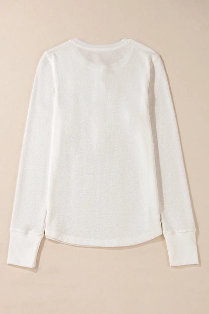 Teresa Color Waffle Half Long Sleeve Top