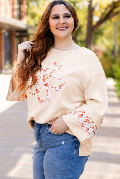 Harmony Plus Size Flower Patched Top