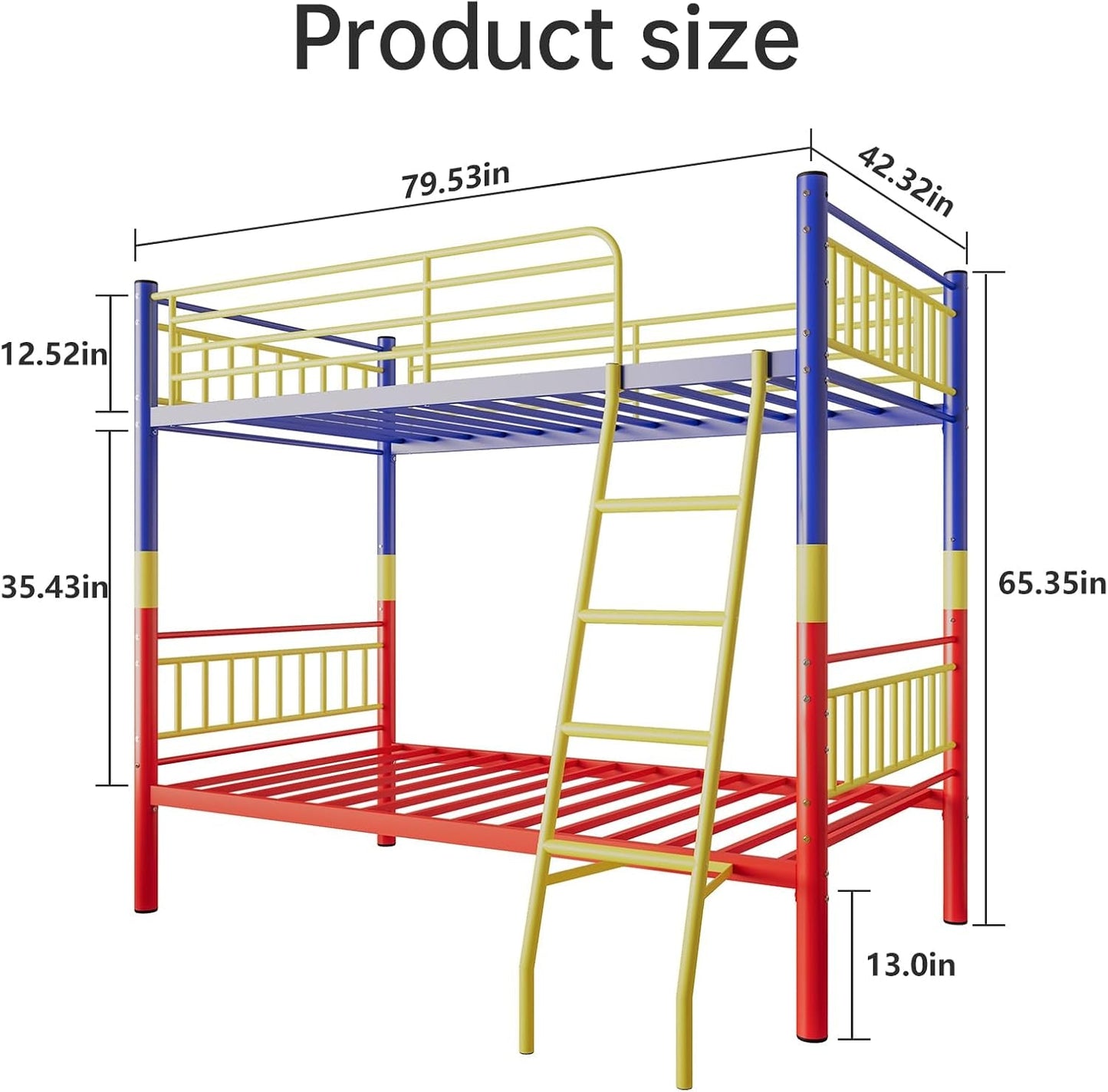 Metal Bunk Bed Twin over Twin,Twin over Full Bunk Bed,Bunk Bed Full over Full,Twin Bunk Beds for Kids with Safety Guardrail and Convertible Bunk Bed Design,Steel Bed for School, Bedroom ShipItFurniture
