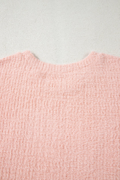 Ivy Fuzzy Ribbed Texture Long Sleeve Top