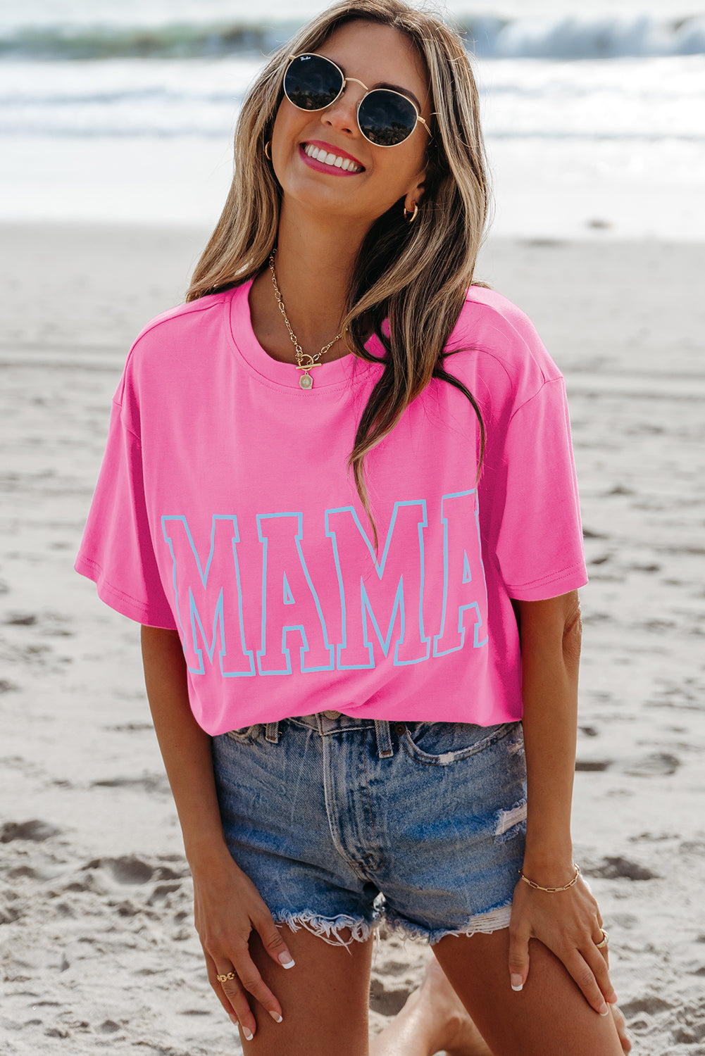 MAMA Letter Graphic Neon Tee