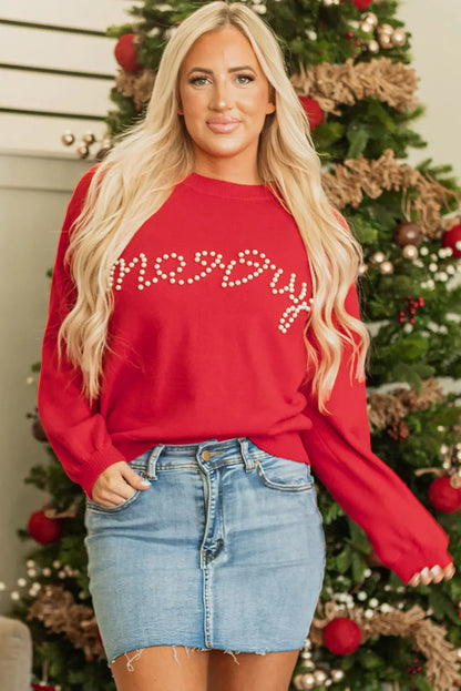 Aria Beaded Merry Casual Sweater