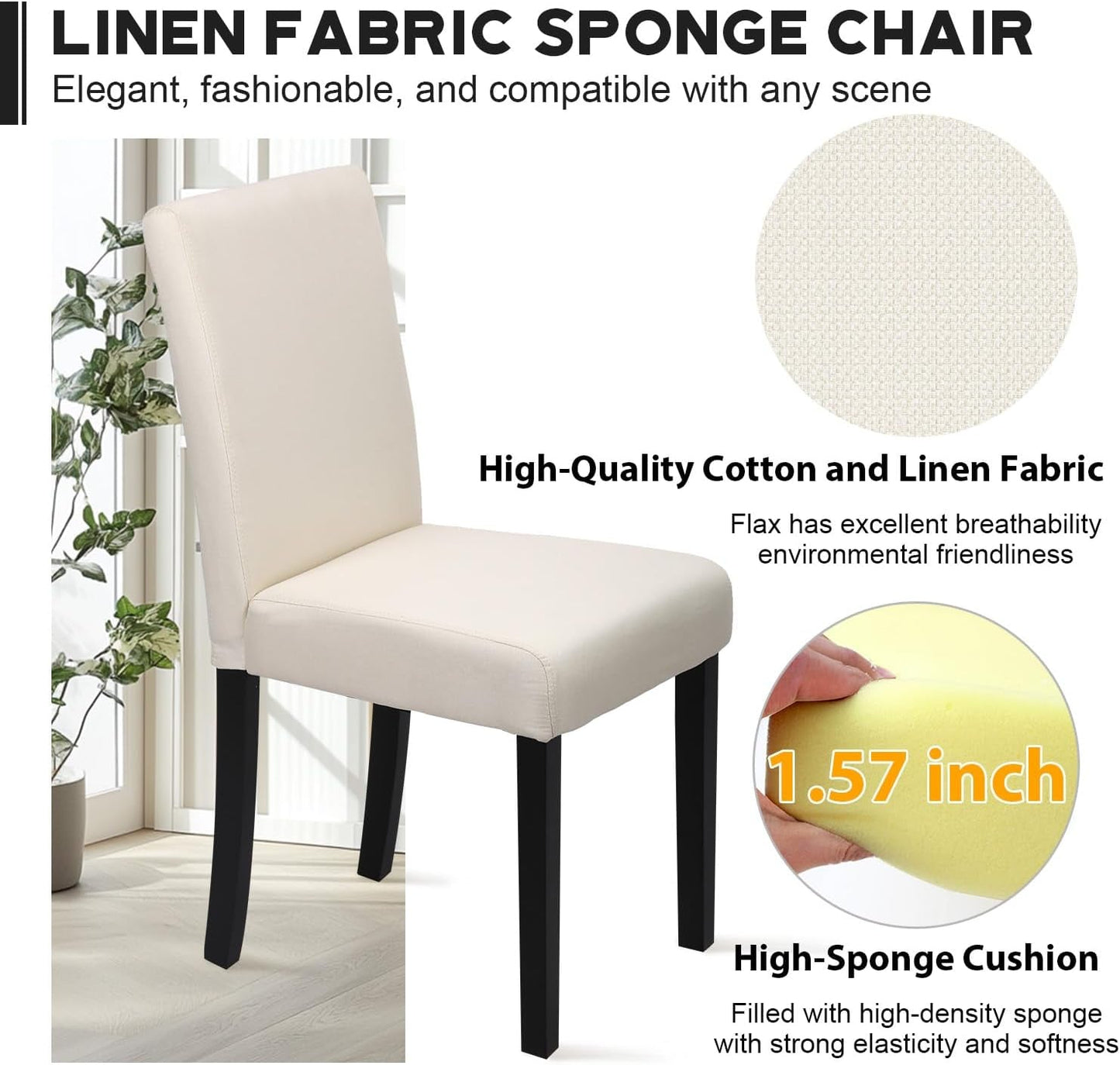 Dining Chairs Set of 4,Dining Room Chairs Elegant Design Modern Fabric Upholstered Dining Chairs,Beige ShipItFurniture