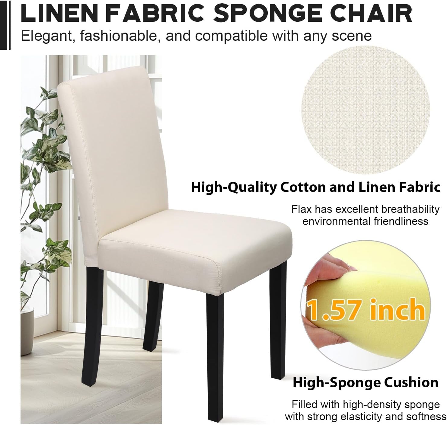 Dining Chairs Set of 4,Dining Room Chairs Elegant Design Modern Fabric Upholstered Dining Chairs,Beige ShipItFurniture