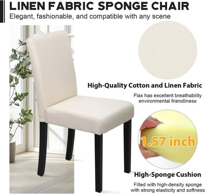 Dining Chairs Set of 4,Dining Room Chairs Elegant Design Modern Fabric Upholstered Dining Chairs,Beige ShipItFurniture