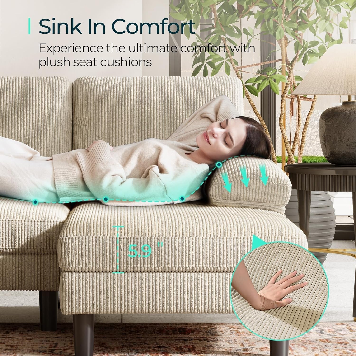 111 Inch U Shaped Sectional Sofa Sleepable Armrests ShipItFurniture