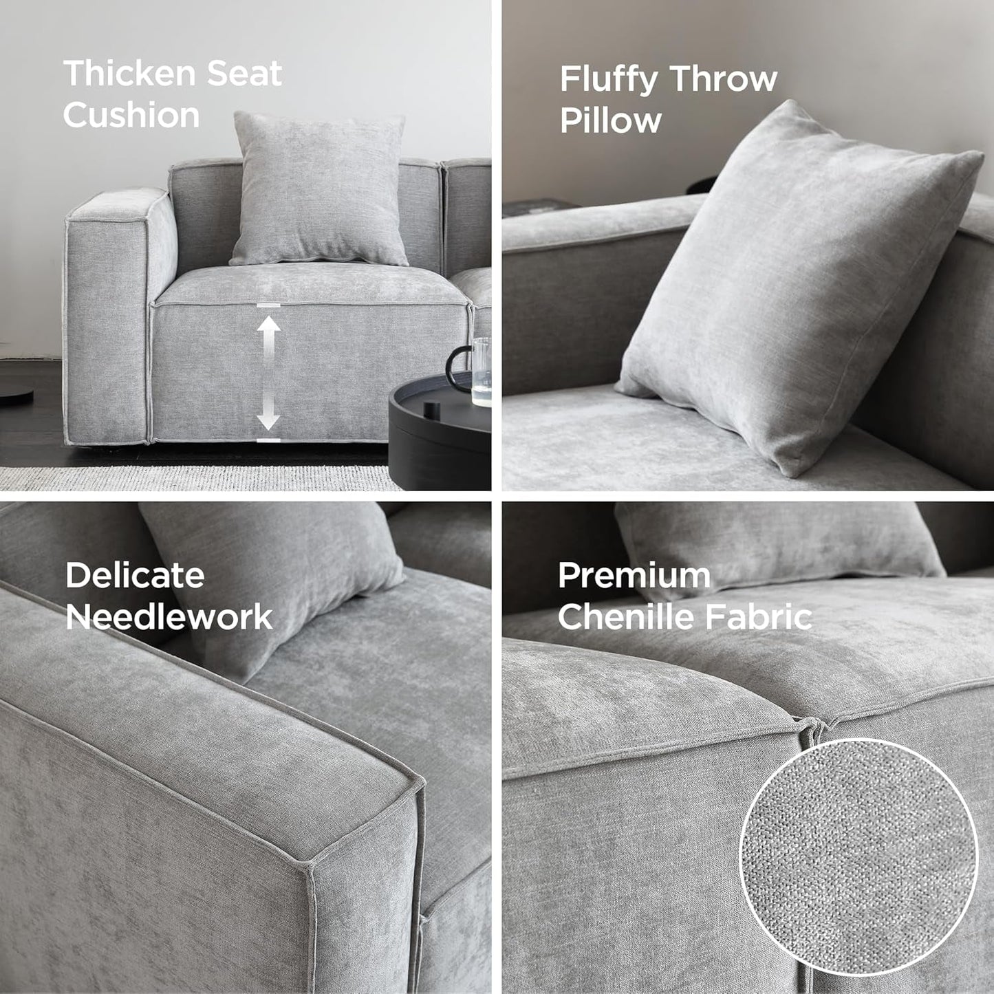 Grey Modular Sectional Sofa Set With Ottoman And Chaise ShipItFurniture