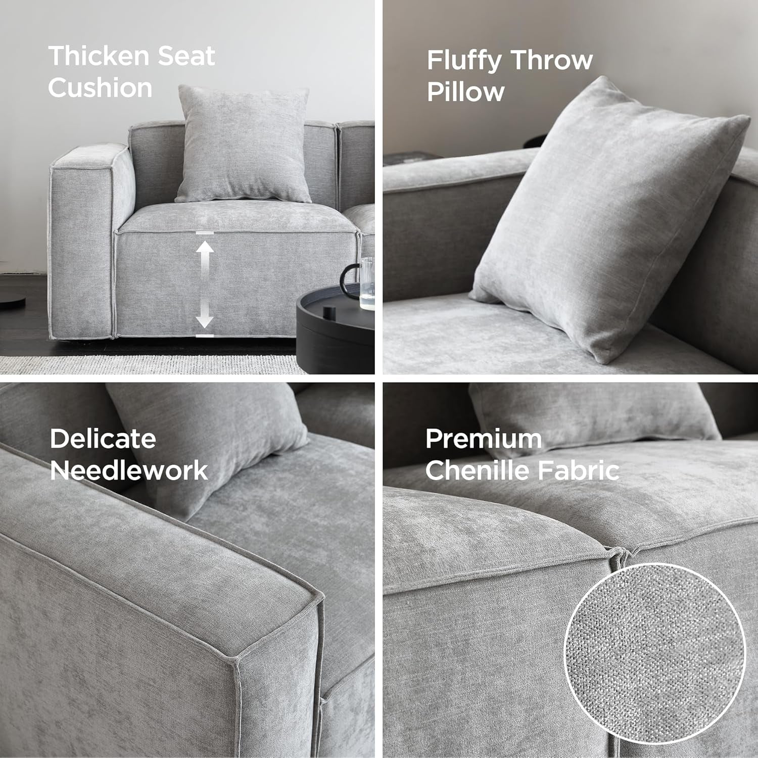 Grey Modular Sectional Sofa Set With Ottoman And Chaise ShipItFurniture