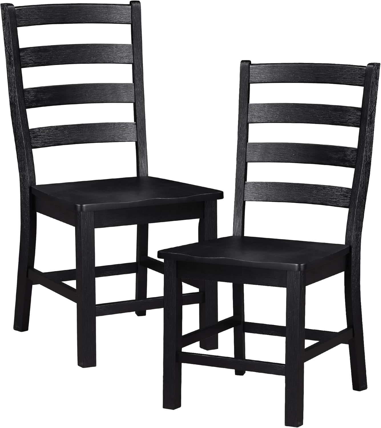 Dining Chairs Set of 2, Dining Chairs with Solid Wood Legs and Footrest, High Ladder Back Farmhouse Dining Chairs, Wooden Dining Room Chairs, Black ShipItFurniture