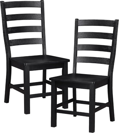 Dining Chairs Set of 2, Dining Chairs with Solid Wood Legs and Footrest, High Ladder Back Farmhouse Dining Chairs, Wooden Dining Room Chairs, Black ShipItFurniture