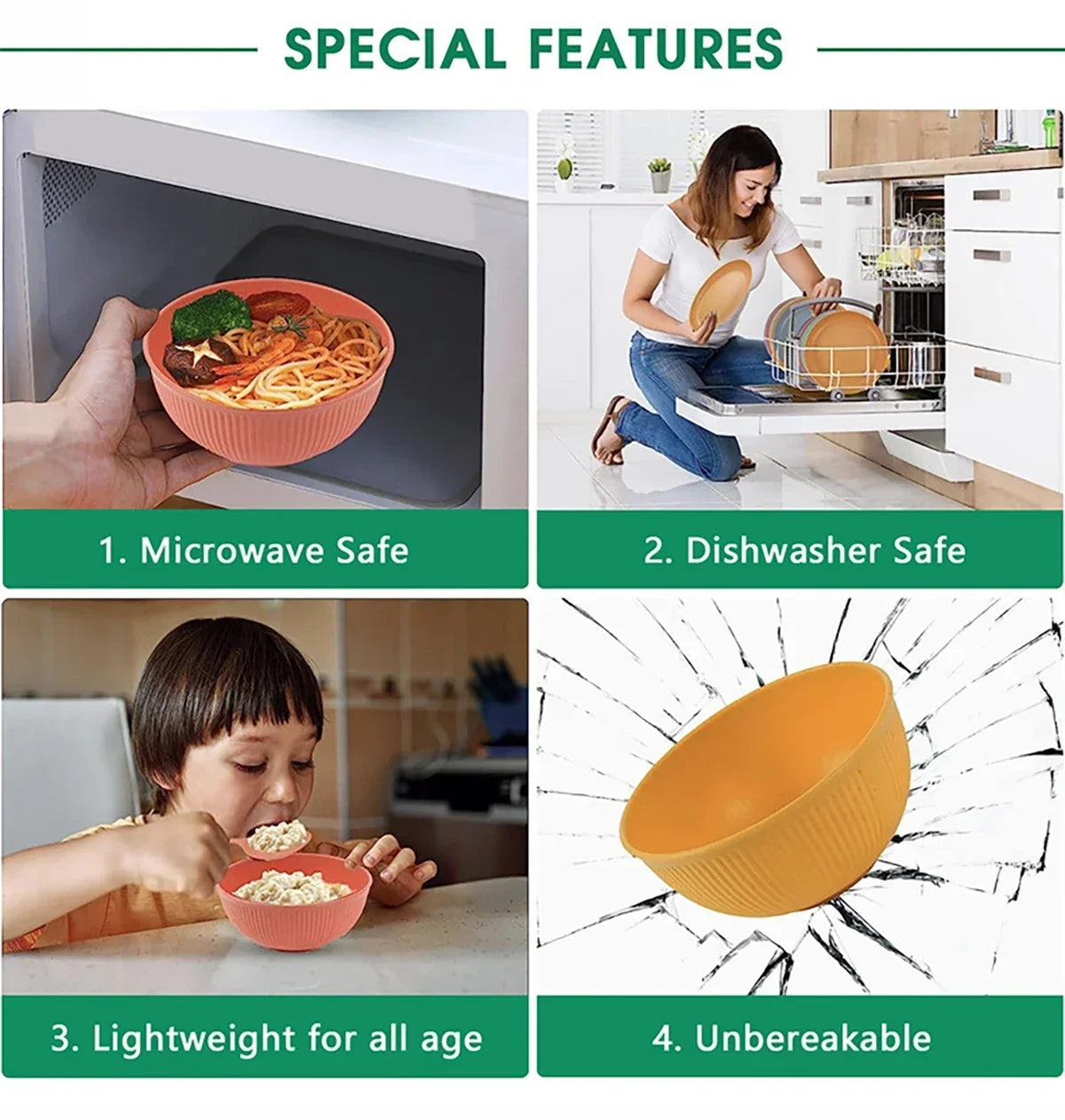 16Pcs Wheat Straw Tablewar Sets Bowl Saucers Plate Sets Portable Picnic Cutlery Knife Fork Black Dinnerware Camping Dishes Full Get it from Bo