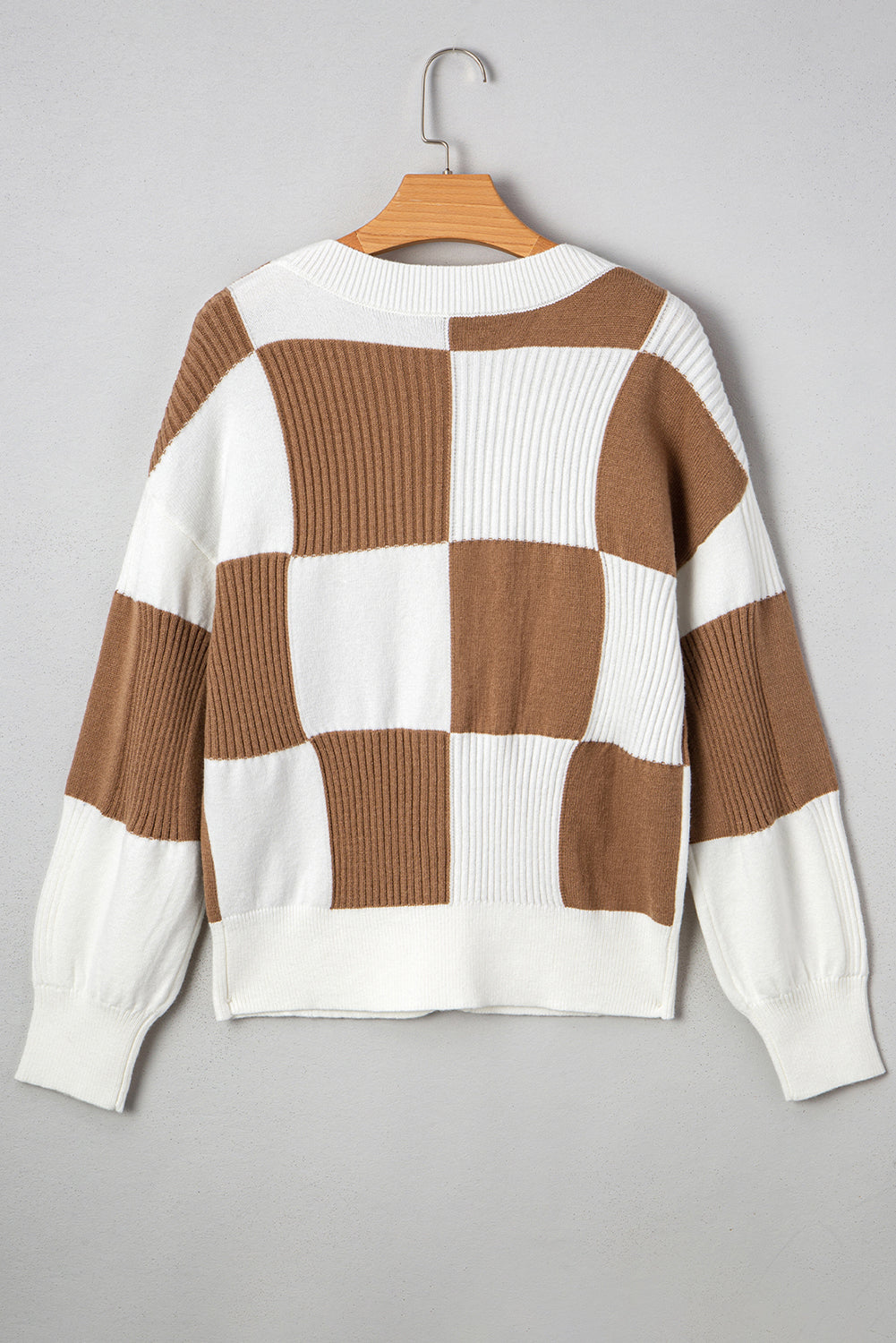 Julia Checkered Button Sweater Cardigan Threaded Pear