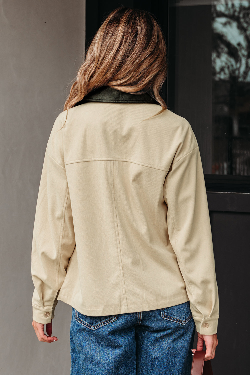 Phoebe Textured Zip Up Jacket Threaded Pear