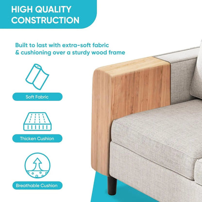 Beige 6 Seater Sectional Sofa With Movable Ottoman - Get it from Bo