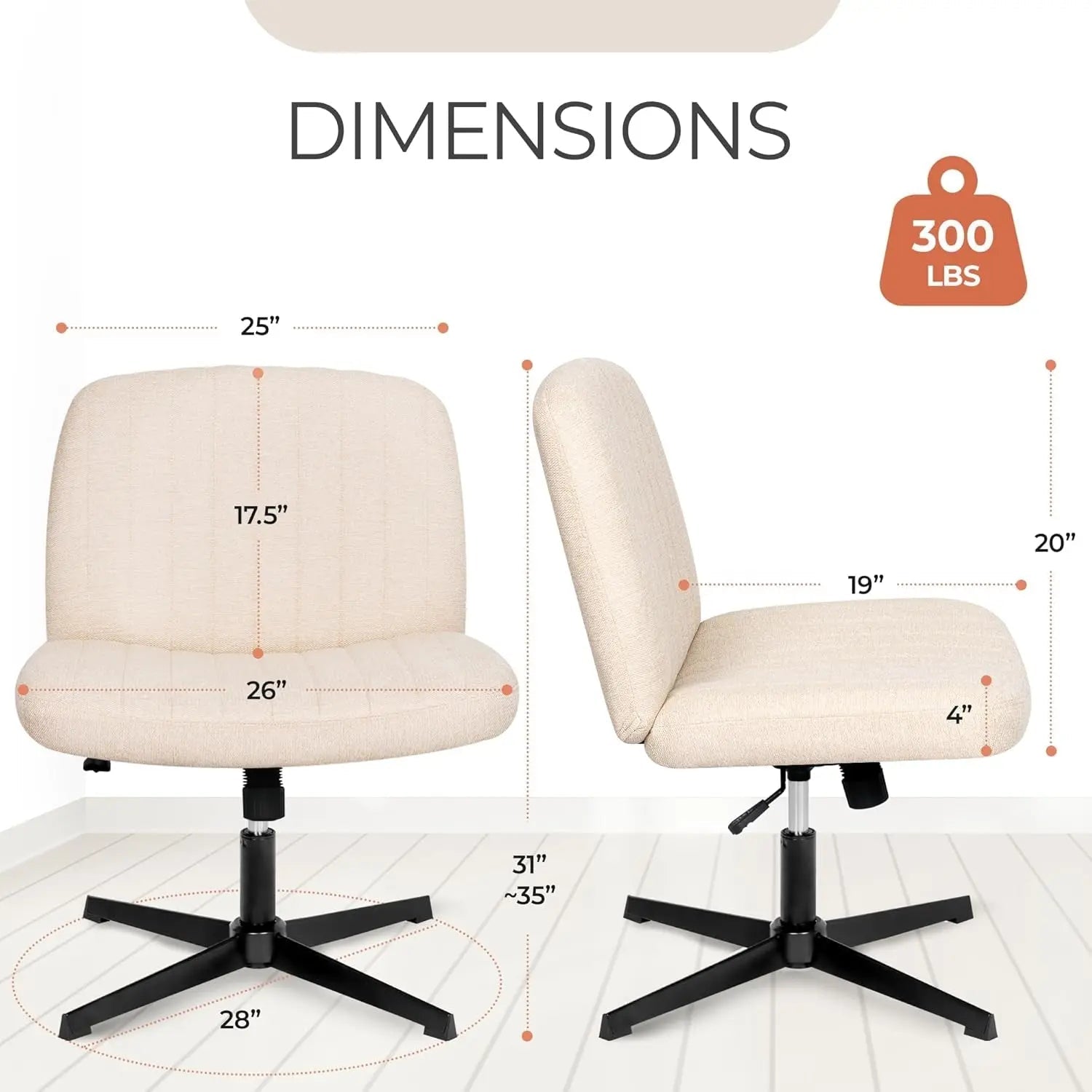 Beige Height Adjustable Swivel Office Desk Chair For Home Office - Get it from Bo