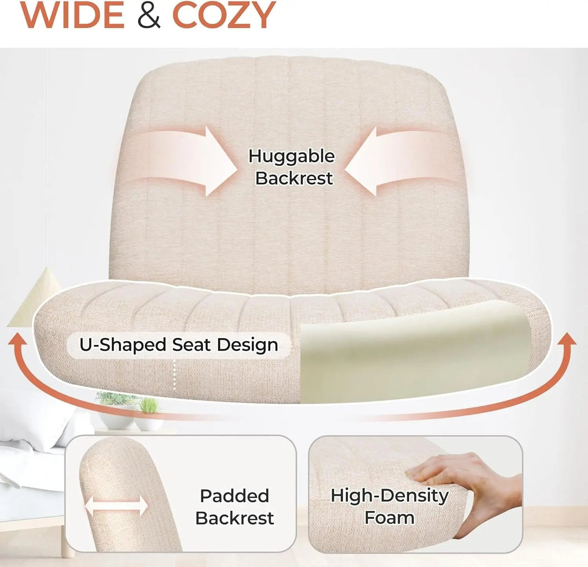 Beige Height Adjustable Swivel Office Desk Chair For Home Office - Get it from Bo