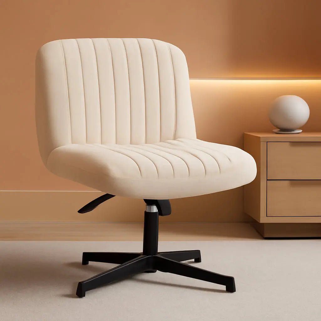 Beige Height Adjustable Swivel Office Desk Chair For Home Office - Get it from Bo
