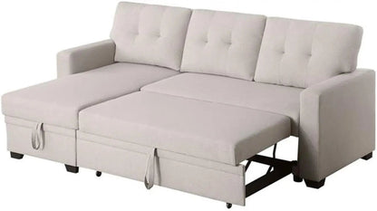 Beige L Shaped Convertible Sleeper Sectional Couch - Get it from Bo