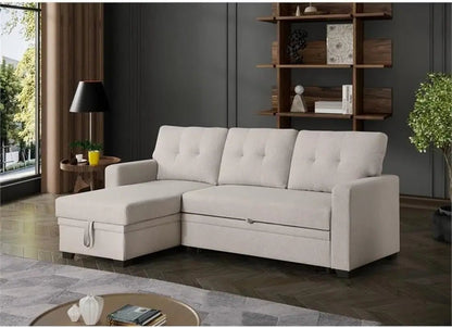 Beige L Shaped Convertible Sleeper Sectional Couch - Get it from Bo