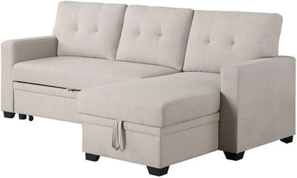 Beige L Shaped Convertible Sleeper Sectional Couch - Get it from Bo