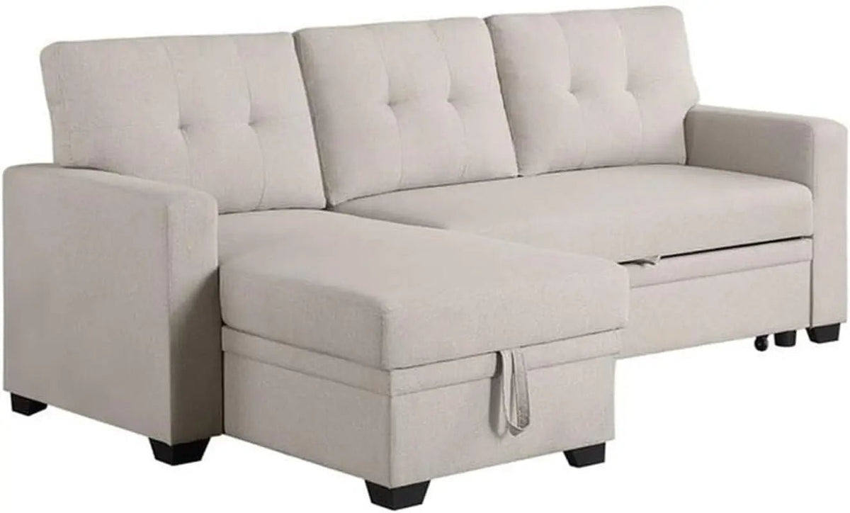 Beige L Shaped Convertible Sleeper Sectional Couch - Get it from Bo