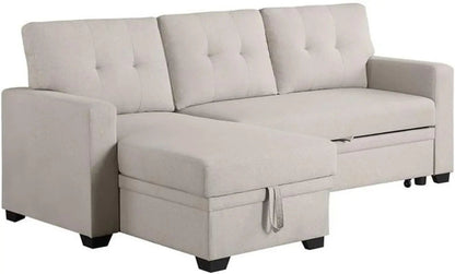 Beige L Shaped Convertible Sleeper Sectional Couch - Get it from Bo