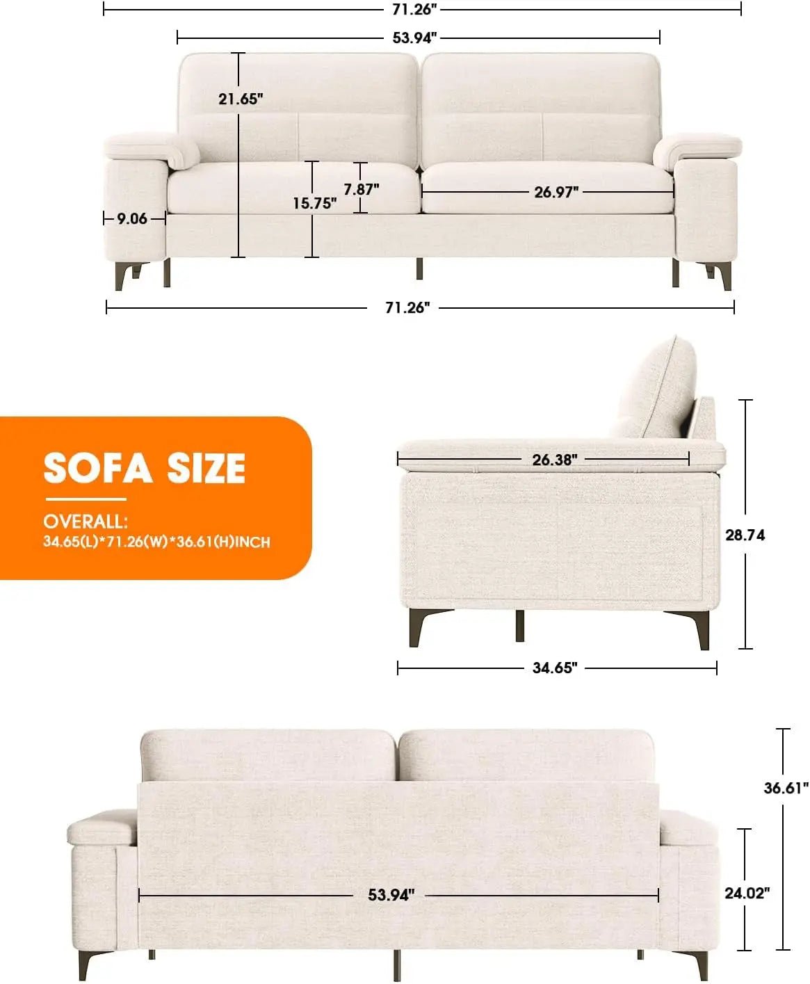 Beige Loveseat With Removable Cover For Living Room - Get it from Bo