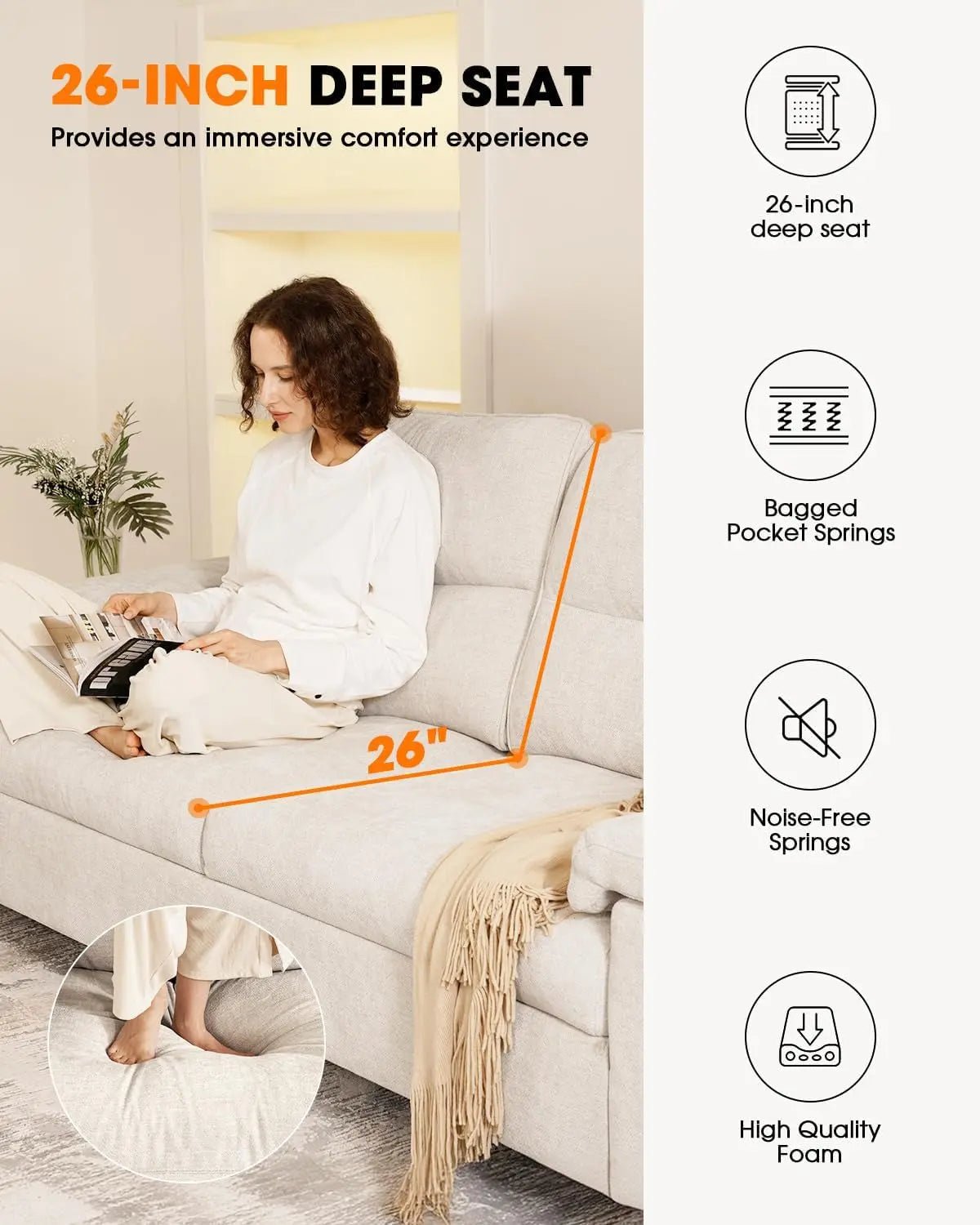 Beige Loveseat With Removable Cover For Living Room - Get it from Bo