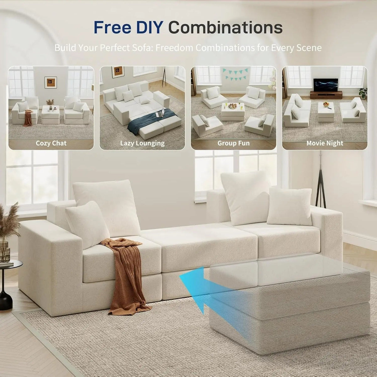 Beige Modular Sectional Sofa With Reversible Chaise - Get it from Bo