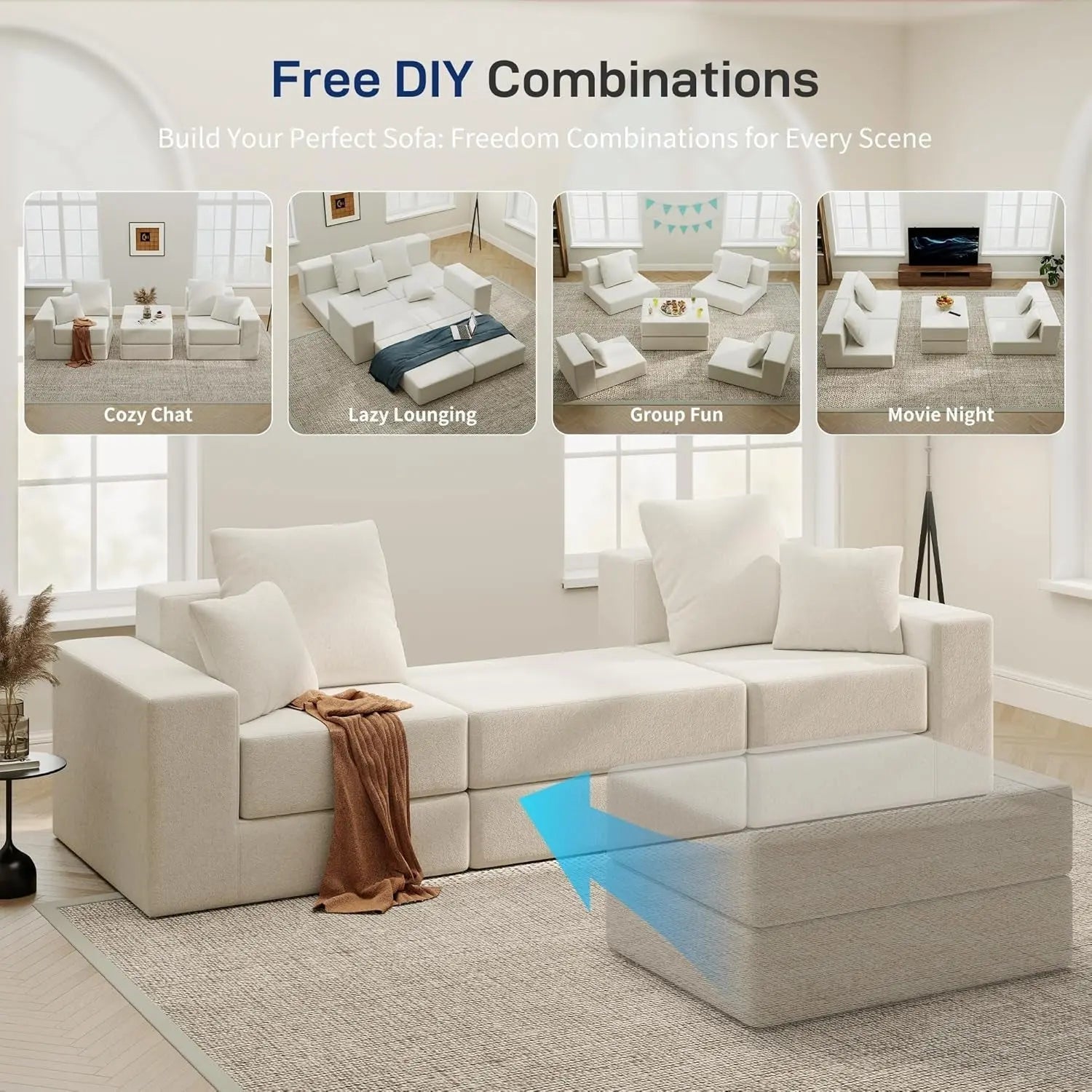 Beige Modular Sectional Sofa With Reversible Chaise - Get it from Bo