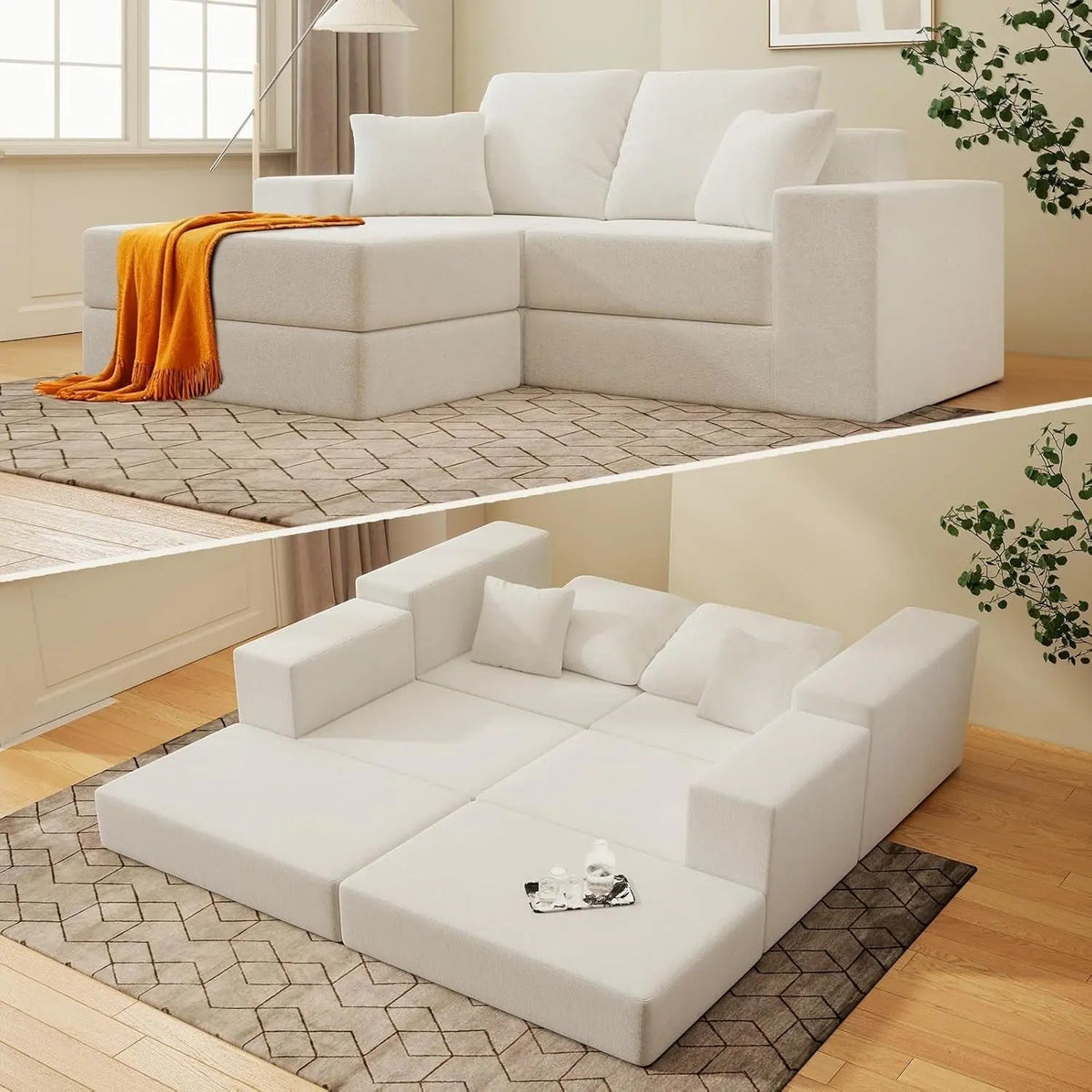 Beige Modular Sectional Sofa With Reversible Chaise - Get it from Bo
