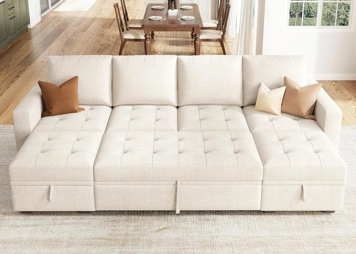 Beige Modular Sleeper Sectional Couch With Storage - Get it from Bo