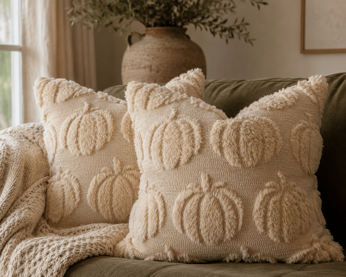 Beige Pumpkin Pillow Cover - Get it from Bo