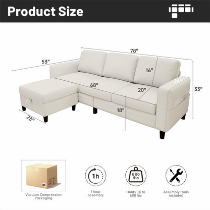 Beige Sectional Sofa for Small Spaces Comfortable and Versatile ShipItFurniture