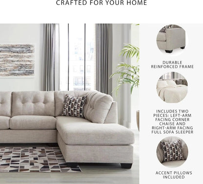 Beige Sleeper Sectional Featuring Chaise Memory Foam - Get it from Bo